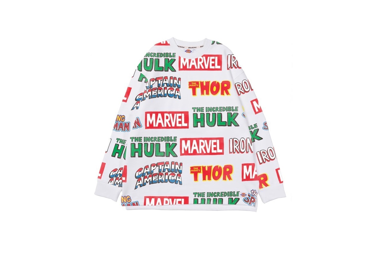 Dickies Marvel Comics Fall Winter 2018 Collection Hulk Thor Spiderman texas captain marvel captain america hoodies shirts collaboration kids cute playful