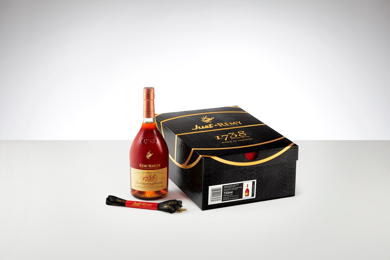 Don C x Rémy Martin "Just Rémy" Collection cognac 1738 sneaker box basketball laces liquor collaboration