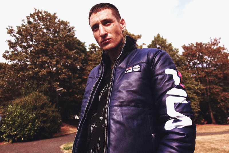 FILA x Schott Fall/Winter 2018 Collaboration Collab Fashion Clothing Lookbook Cop Purchase Buy Red Blue White Colorway Leather Sherpa Bomber Jackets Coats Motorsports Ducati Sportswear