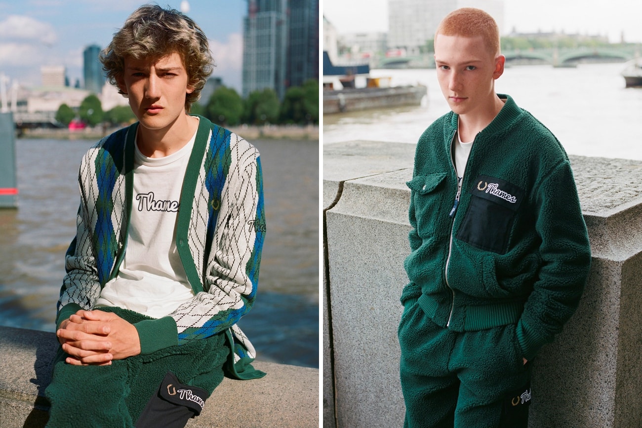 Thames Fred Perry Fall Winter 2018 Capsule Collab Collaborative Fleece Bomber Jacket Track Pants Argyle Cardigan Quilted Waxed Colourblock Jumper Zip Neck Sweatshirt Long Sleeve Ringer T shirt