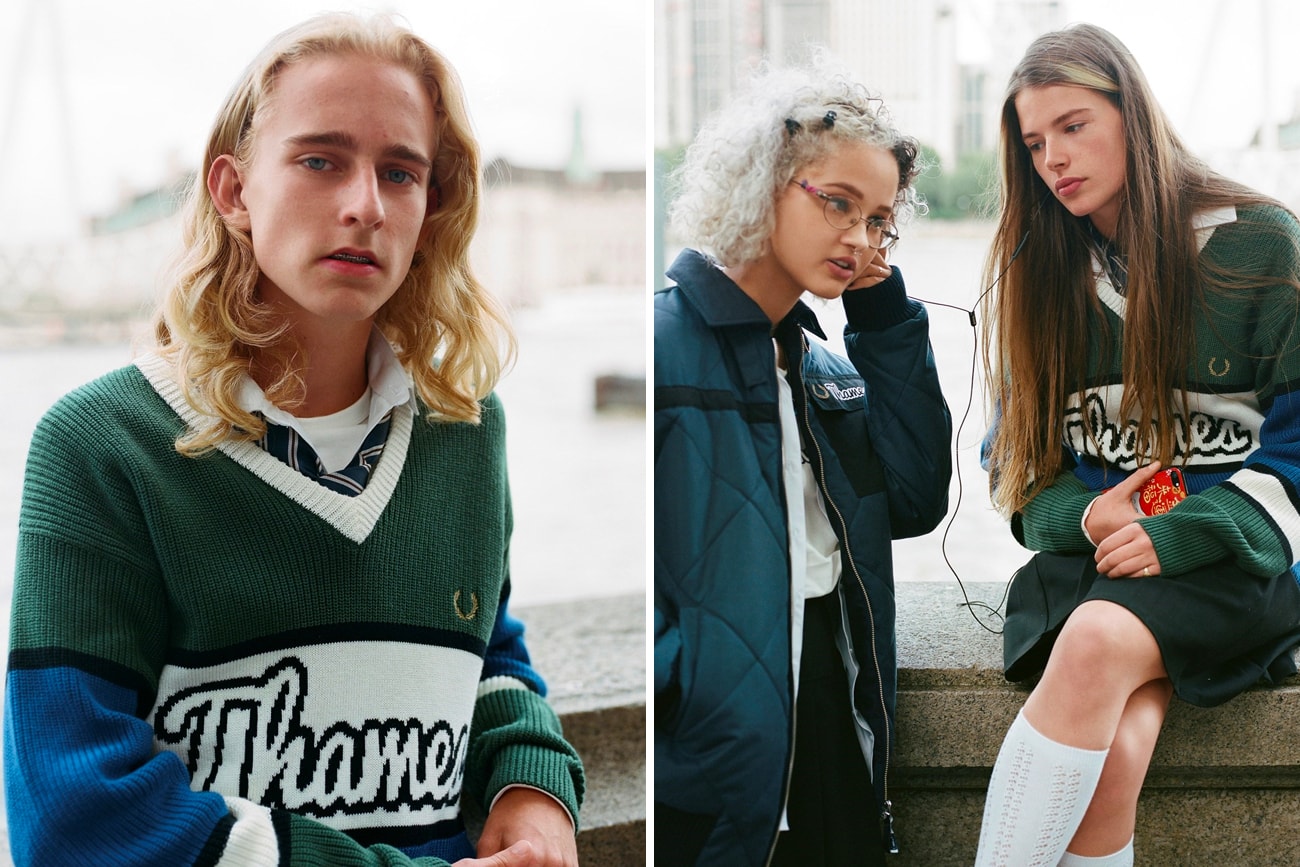 Thames Fred Perry Fall Winter 2018 Capsule Collab Collaborative Fleece Bomber Jacket Track Pants Argyle Cardigan Quilted Waxed Colourblock Jumper Zip Neck Sweatshirt Long Sleeve Ringer T shirt
