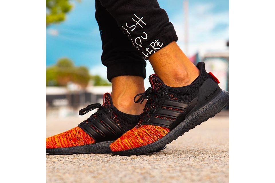 'Game of Thrones' x adidas UltraBOOST Images house targareyn dragons sneakers collaboration release date info colorways black red orange 