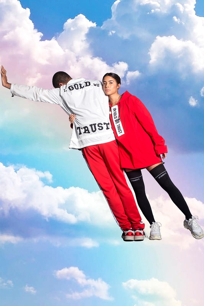 In Gold We Trust Spring Summer 2019 Lookbook Amsterdam Streetwear Clouds Killer Instinct tee t shirt hoodie track pants killer instinct pullover quilted jacket jeans socks sweatshirt bag