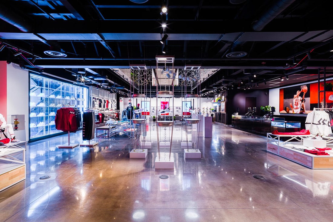 Jordan Brand Los Angeles Shop retail space air jordan baskteball court sneakers apparel
