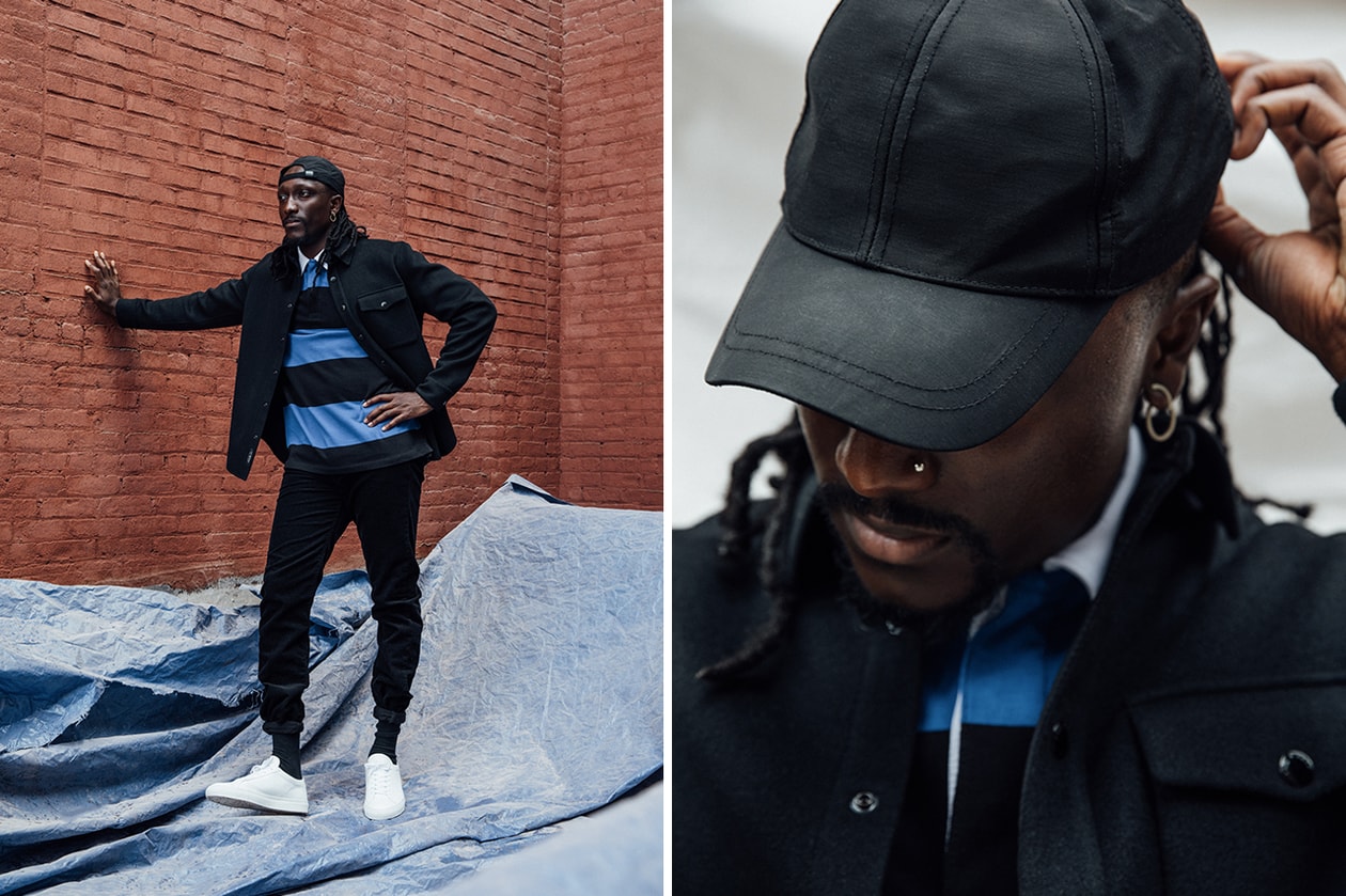 Joshua Kissi x Neiman Marcus J Brand, Joe's Jeans, PRPS, rag & bone street style street etiquette camo color block wool winter gear waxed cotton jacket ripped denim rugby shirt