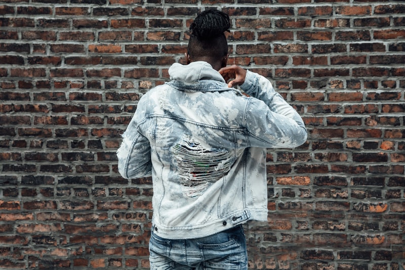 Joshua Kissi x Neiman Marcus J Brand, Joe's Jeans, PRPS, rag & bone street style street etiquette camo color block wool winter gear waxed cotton jacket ripped denim rugby shirt