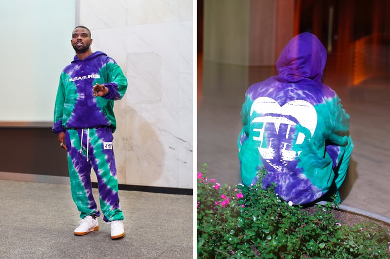 JSP Standard Issue PLEASURES Tie-Dye Hoodie Sweapants Release Jimmy Gorecki Alex James