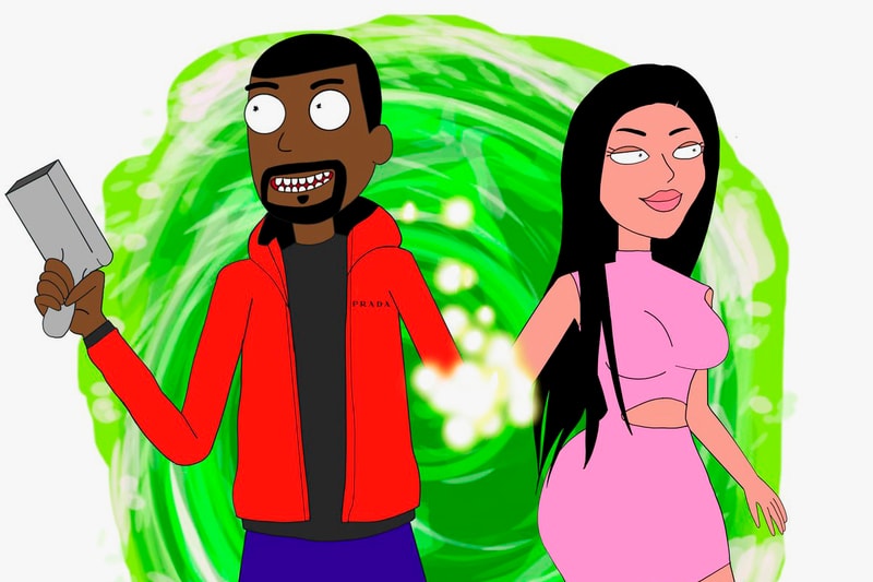 kanye-west-kim-kardashian-rick-and-morty-artwork