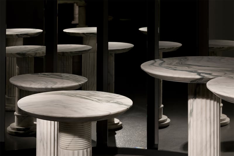 Karl Lagerfeld Sculpture Exhibition Inside Closer Look Marble Fountains Tables Mirrors Design Art Exhibits Exhibitions Whats On Paris Carpenters Workshop Gallery