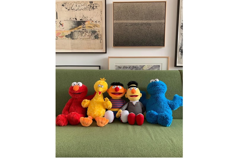 KAWS Shares Full Look at 'Sesame Street' Plushes elmo big bird ernie bert cookie monster