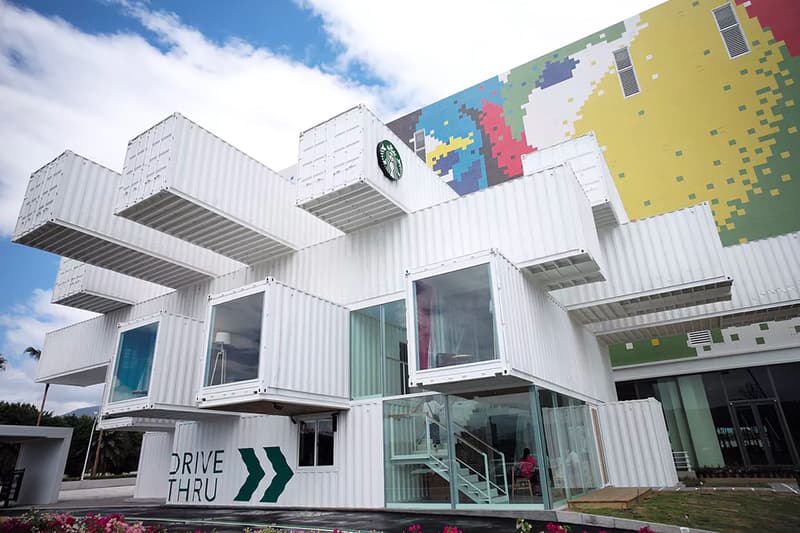 Starbucks Shipping Containers construction Taiwan Hualien Bay Mall architecture