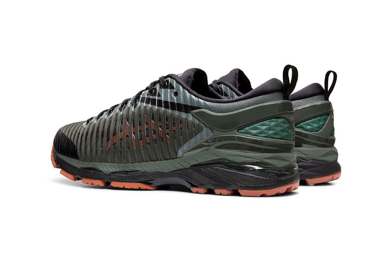 Kiko Kostadinov x ASICS Edition Gel-Delva sneaker pine green rosewood brown colorway release date price info purchase buy online ssense