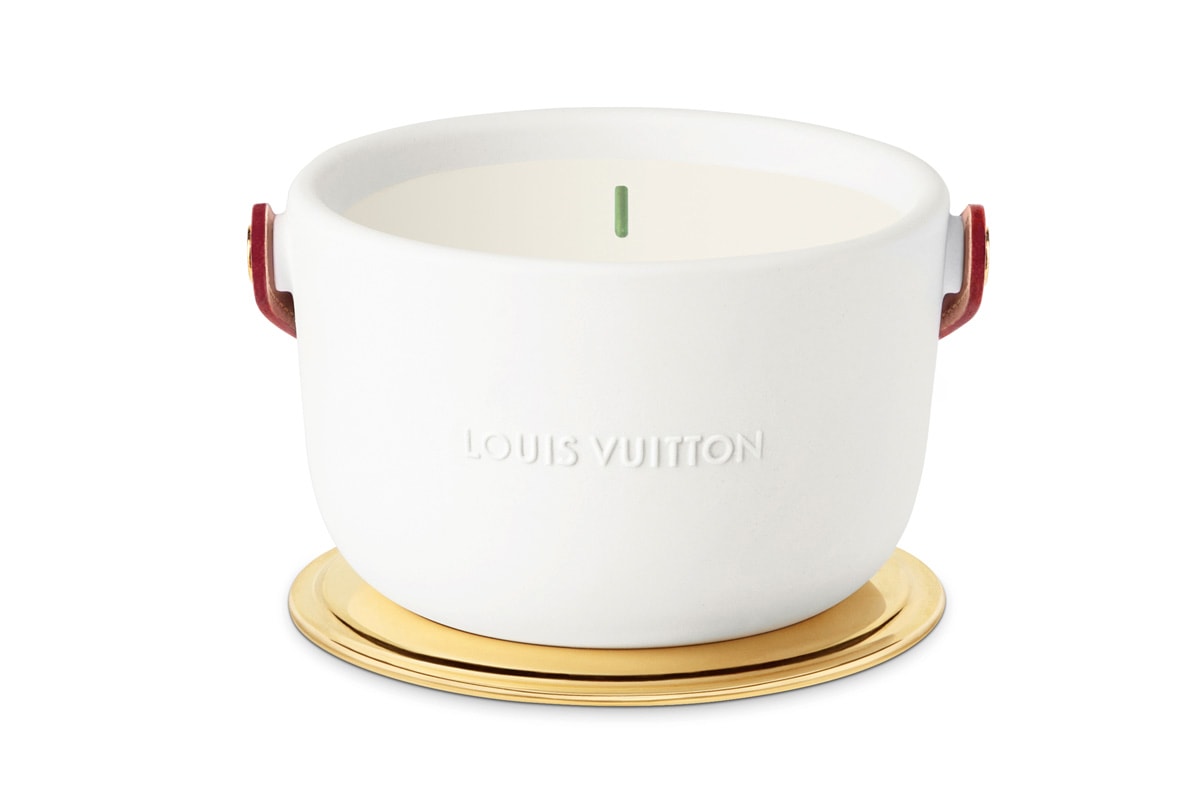 Louis Vuitton Ceramic Candles By Marc Newson leather price fragrances scents master perfumer Jacques Cavallier Belletrud leather studs release date