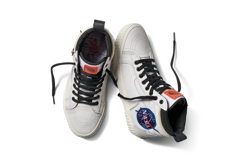 NASA Vans Collaboration Collection Official Images pictures sneakers clothing bag hoodie coaches jacket tee shirt black white astronaut voyager Space Torrey Padded MTE jacket apollo 11 Snag Plus Backpack grind skate duffel 60 years space voyager