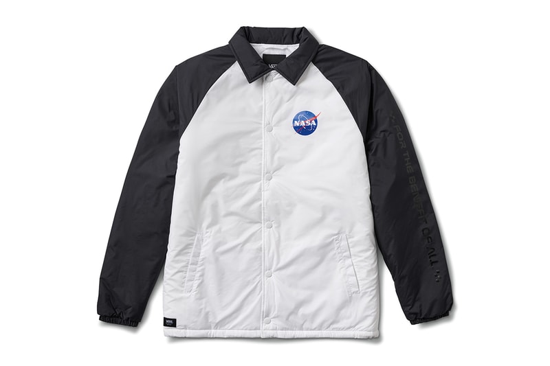 NASA Vans Collaboration Collection Official Images pictures sneakers clothing bag hoodie coaches jacket tee shirt black white astronaut voyager Space Torrey Padded MTE jacket apollo 11 Snag Plus Backpack grind skate duffel 60 years space voyager