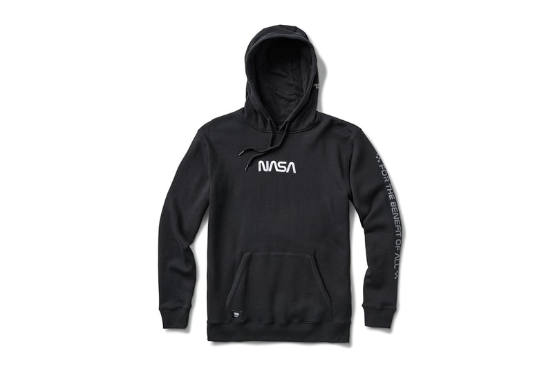 NASA Vans Collaboration Collection Official Images pictures sneakers clothing bag hoodie coaches jacket tee shirt black white astronaut voyager Space Torrey Padded MTE jacket apollo 11 Snag Plus Backpack grind skate duffel 60 years space voyager