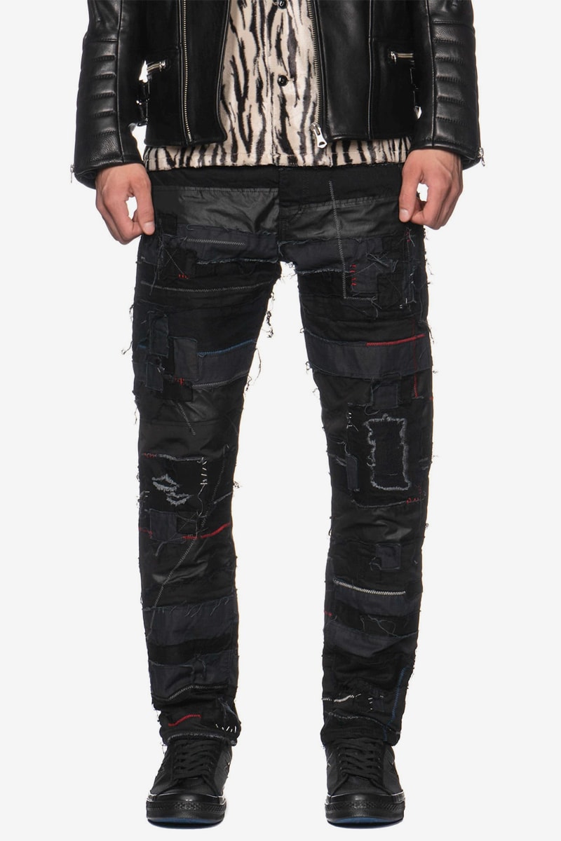NEIGHBORHOOD Crust Punk Denim Pants Release Patchwork Stitch Zig Zag Black Red White Jeans Crust Skinny C PT 