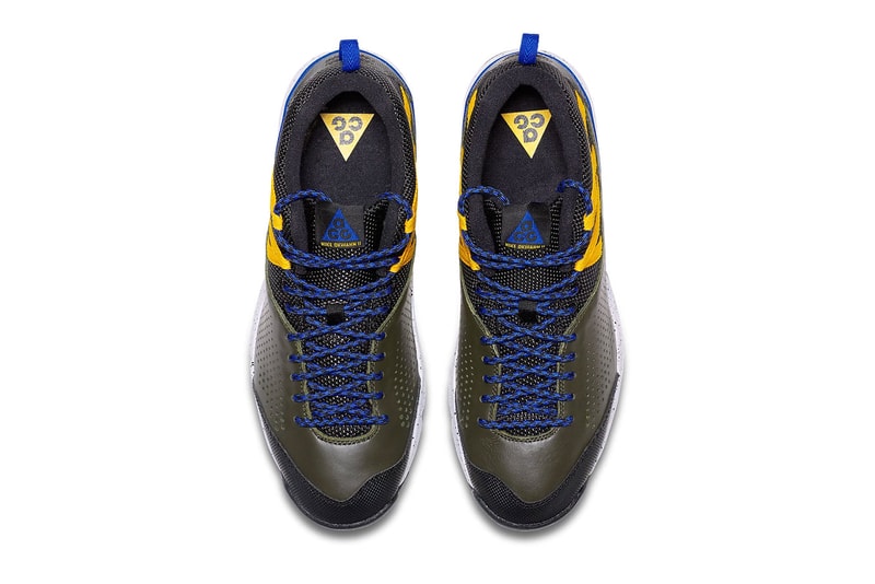 Nike ACG Okwahn II "Sequoia" colorway release date info price sneaker trail hiking all conditions gear olive yellow blue trends