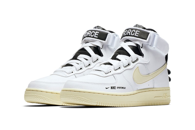 Nike Air Force 1 Utility High Release Information logo sneaker branding black white pink colorways date info 