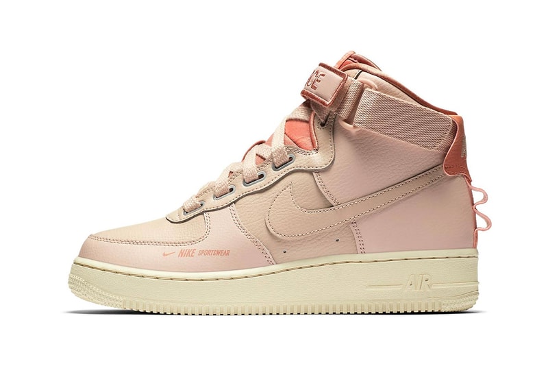 Nike Air Force 1 Utility High Release Information logo sneaker branding black white pink colorways date info 