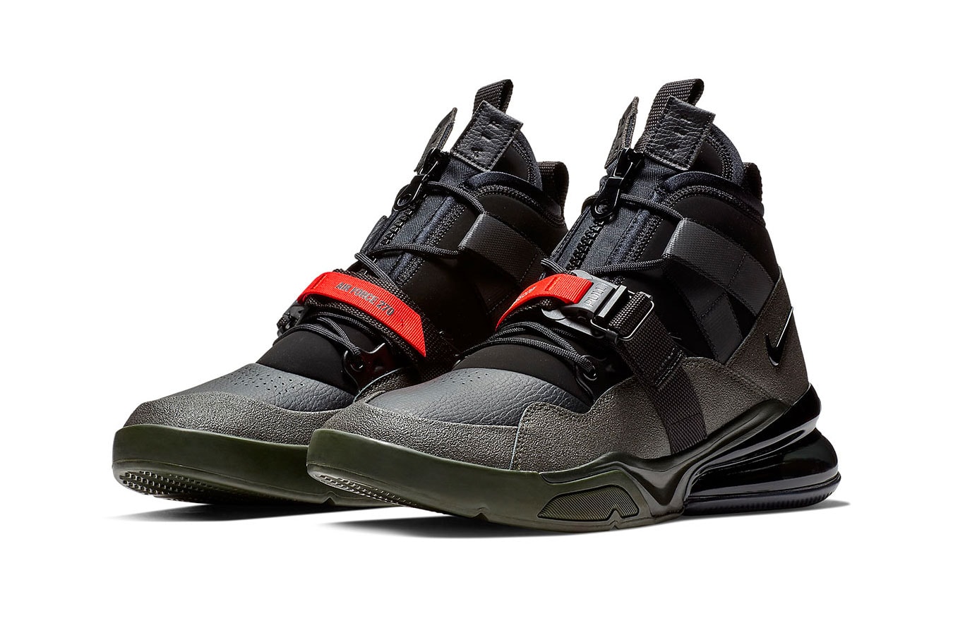 Nike Air Force 270 Utility "Sequoia/Habanero Red" release date info sneaker colorway november 2018 price black red