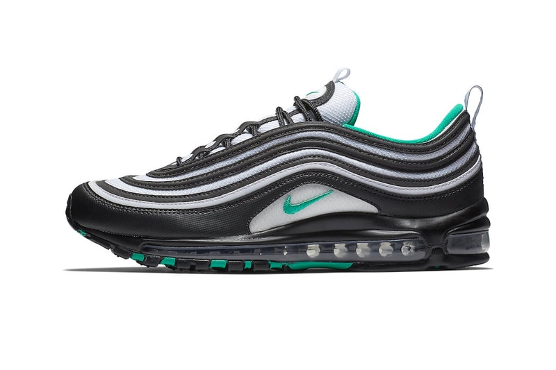 Nike Air Max 97 Emerald Green white black leather mesh release info sneakers