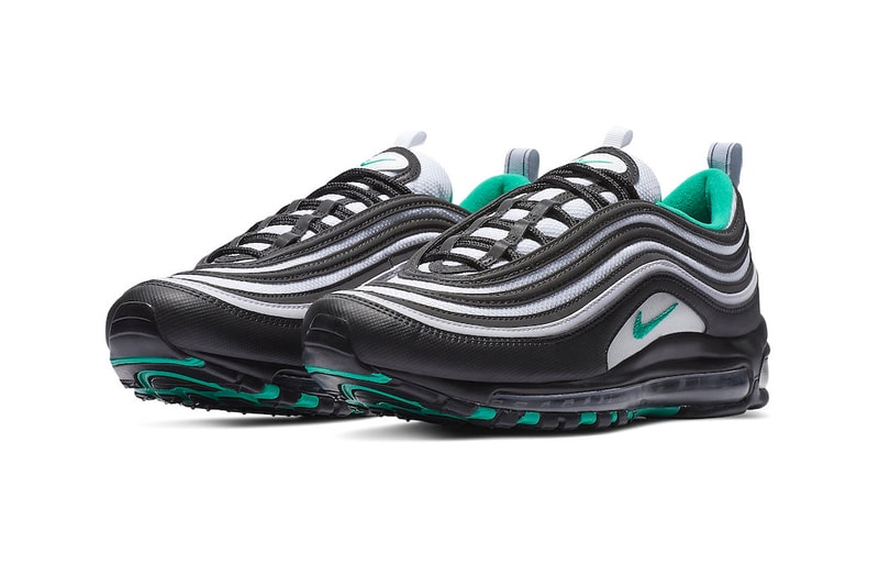 Nike Air Max 97 Emerald Green white black leather mesh release info sneakers