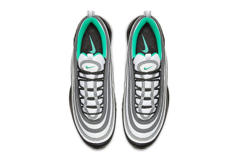 Nike Air Max 97 Emerald Green white black leather mesh release info sneakers