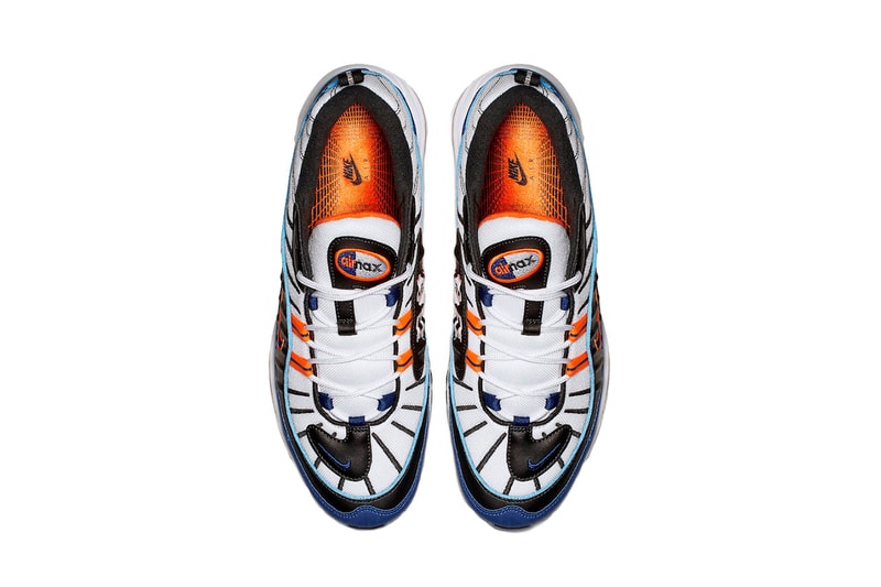 nike air max 98 white deep royal blue total orange black 2018 november nike sportswear footwear