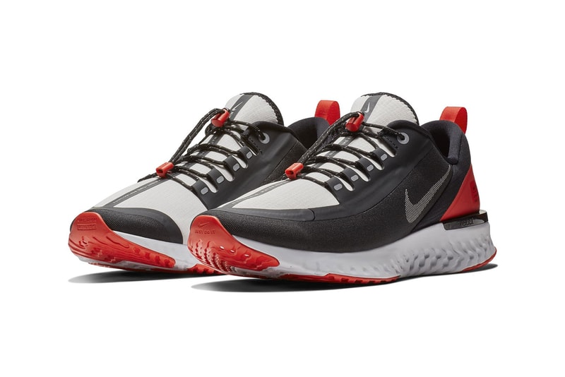 Nike Odyssey React Shield NRG "Black/Habanero Red" release date info price sneaker colorway running sportswear runner traction 