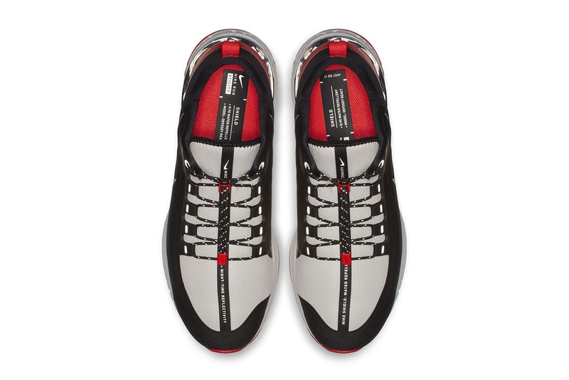 Nike Odyssey React Shield NRG "Black/Habanero Red" release date info price sneaker colorway running sportswear runner traction 