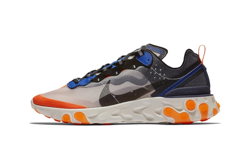 Nike's React Element 87 "Thunder Blue/Total Orange" Release Date blue black grey orange info price purchase online sneaker colorway