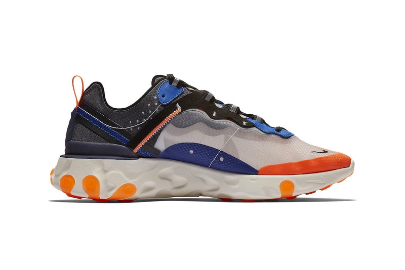 Nike's React Element 87 "Thunder Blue/Total Orange" Release Date blue black grey orange info price purchase online sneaker colorway