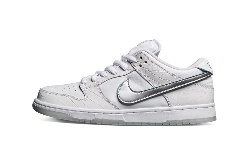 Diamond Supply Co. Nike SB "Diamond" Dunk Low release complexcon white black diamond nicky diamond