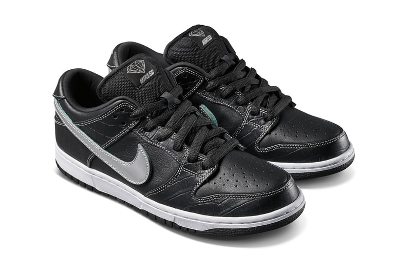 Diamond Supply Co. Nike SB "Diamond" Dunk Low release complexcon white black diamond nicky diamond