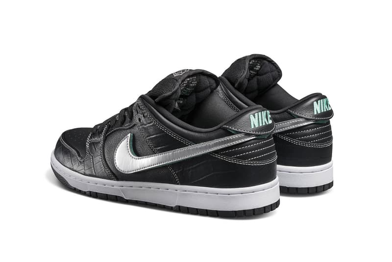 Diamond Supply Co. Nike SB "Diamond" Dunk Low release complexcon white black diamond nicky diamond