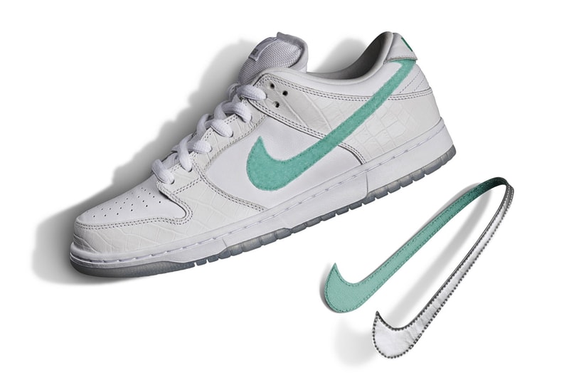 Diamond Supply Co. Nike SB "Diamond" Dunk Low release complexcon white black diamond nicky diamond