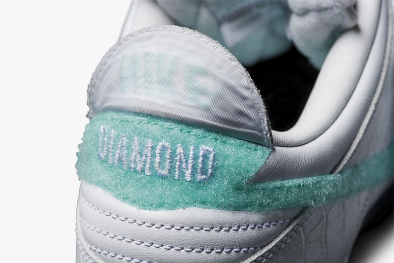 Diamond Supply Co. Nike SB "Diamond" Dunk Low release complexcon white black diamond nicky diamond