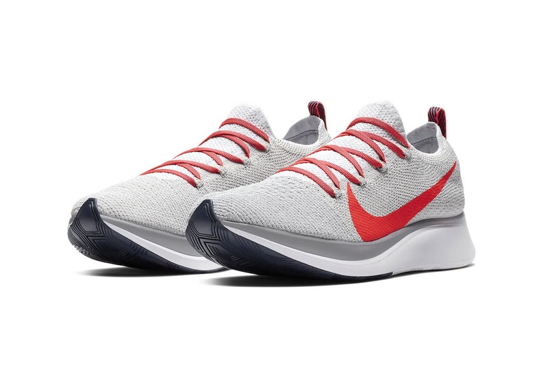Nike Zoom Fly Pure Platinum Bright Crimson Flyknit sneaker colorway release date info 