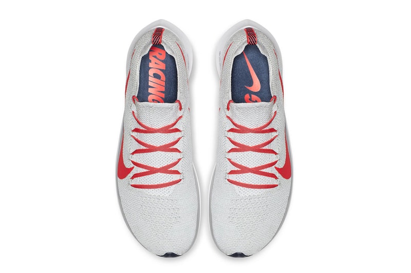 Nike Zoom Fly Pure Platinum Bright Crimson Flyknit sneaker colorway release date info 