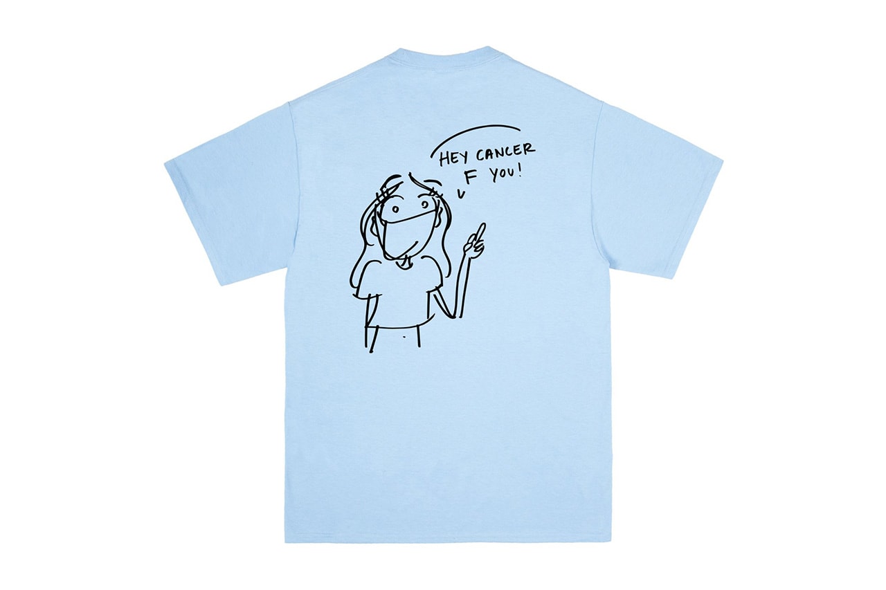 noah Arianna Margulis breast cancer awareness month october 15 2018 drop release date info tee shirt white light blue fuck off graphic print