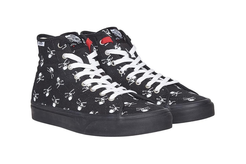 noah vans fall winter 2018 collaboration sk8 hi style 47 clue black skull crossbones print embroidery detail drop release date info october 4 2018