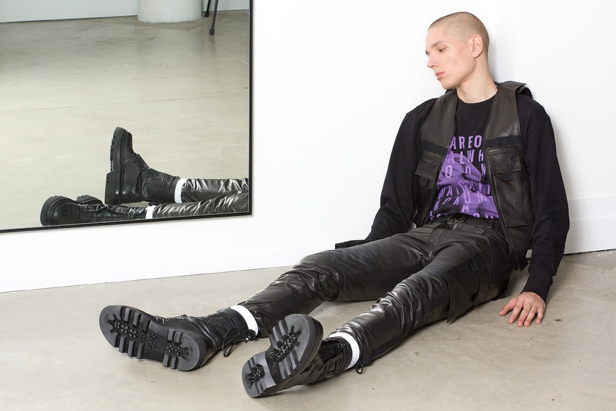 NOMENKLATURA STUDIO alexandre pokhov collection lookbook fall winter 2018 menswer leather pants vest bag hoodie jacket tee shirt nubain japan buy sell release info design