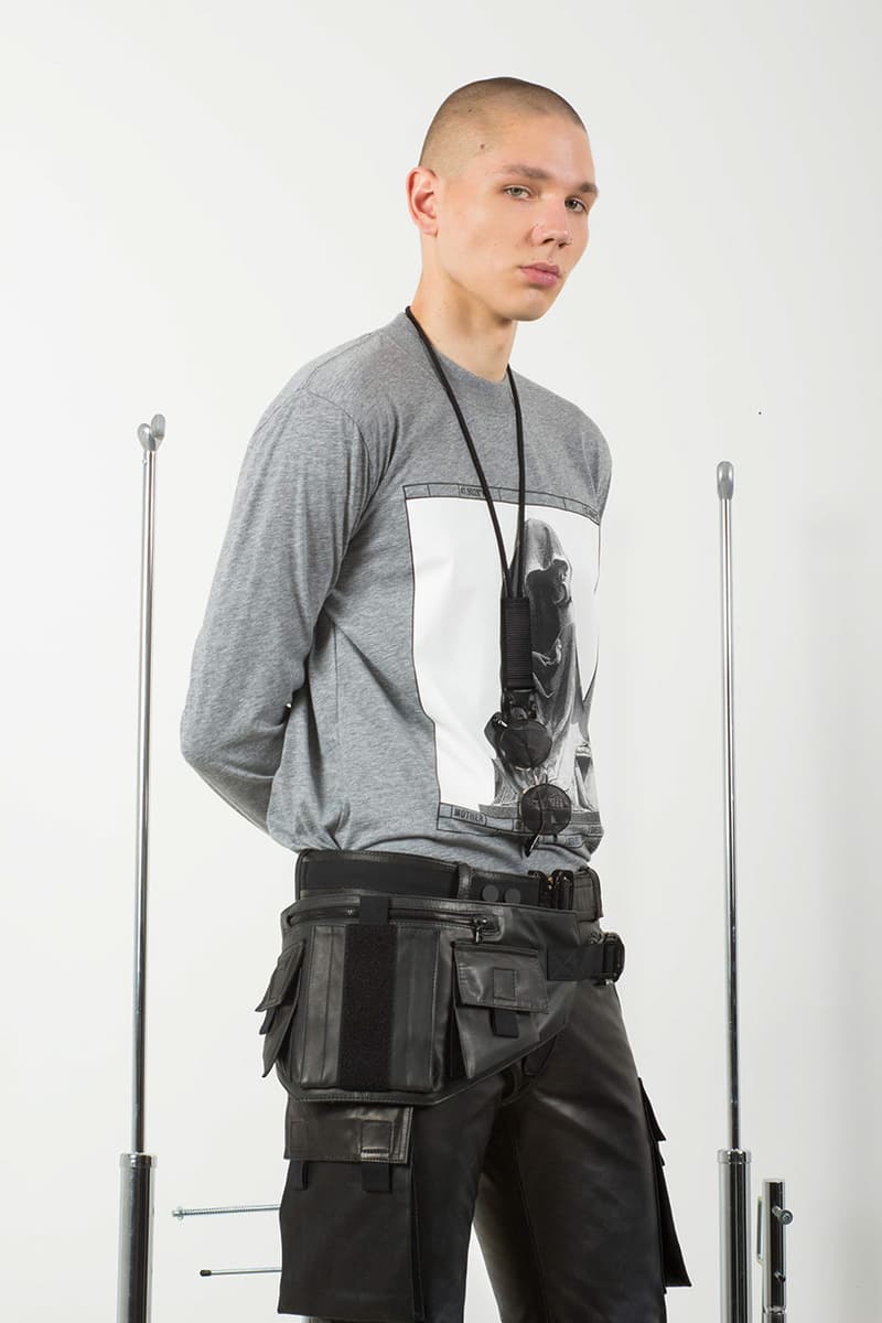 NOMENKLATURA STUDIO alexandre pokhov collection lookbook fall winter 2018 menswer leather pants vest bag hoodie jacket tee shirt nubain japan buy sell release info design