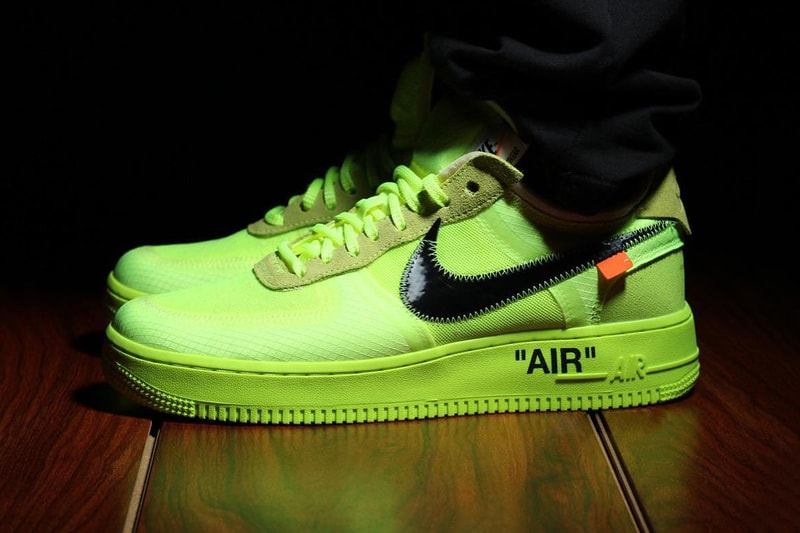 Off-White™ Nike Air Force 1 "Volt" Colorway hyper jade black virgil abloh first look drop release date on foot 