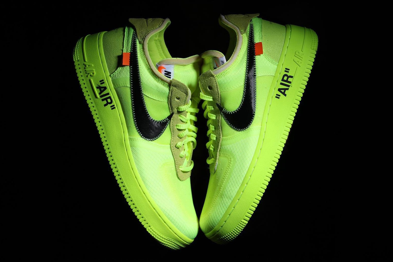Off-White™ Nike Air Force 1 "Volt" Colorway hyper jade black virgil abloh first look drop release date on foot 