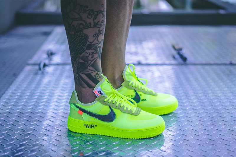 Off White X Nike Air Force 1 Volt On Foot Hypebeast Off White X Nike Air Force 1 Volt On Foot Hypebeast