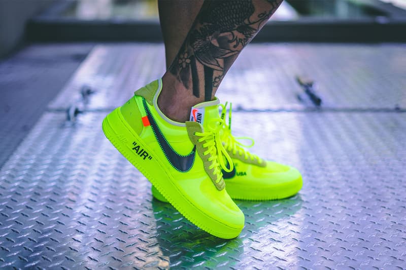 Off White X Nike Air Force 1 Volt On Foot Hypebeast Off White X Nike Air Force 1 Volt On Foot Hypebeast