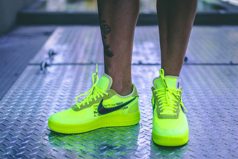 off white nike air force 1 volt on foot 2018 footwear virgil abloh