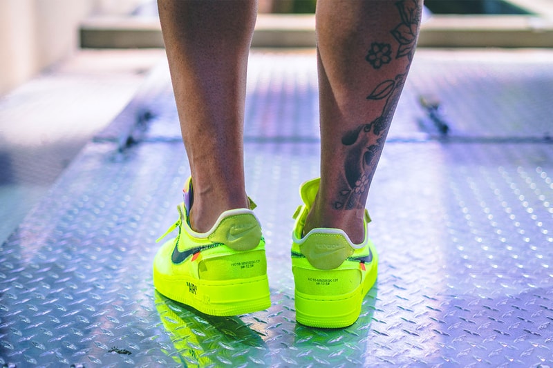 off white nike air force 1 volt on foot 2018 footwear virgil abloh